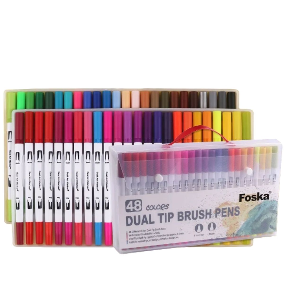 FOSKA - Set 48 lettering marcadores doble punta pincel brush