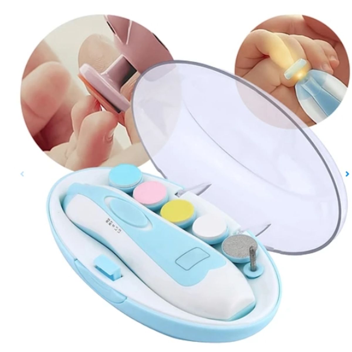 GENERICO - 2 Corta Uñas Para Bebés Y Niños Lima Eléctrica Celeste.