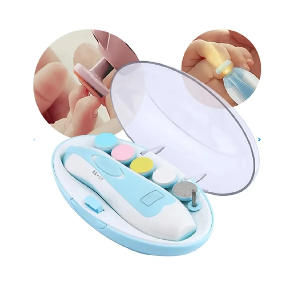 GENERICO - 2 Corta Uñas Para Bebés Y Niños Lima Eléctrica Celeste.