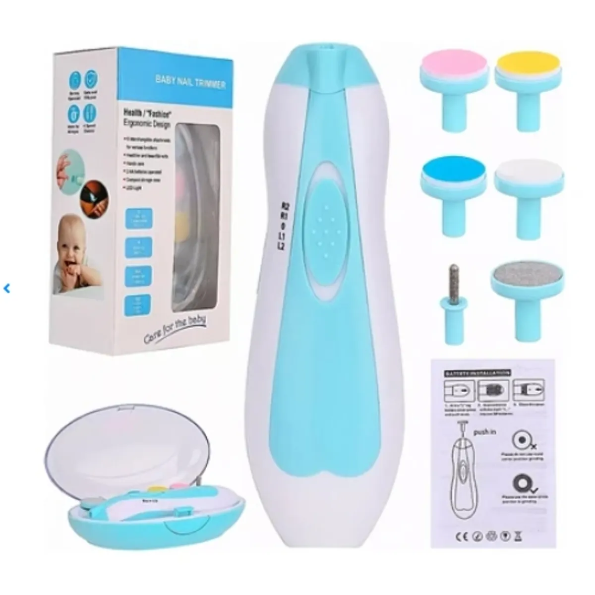 GENERICO - 2 Corta Uñas Para Bebés Y Niños Lima Eléctrica Celeste.