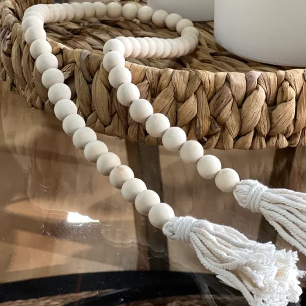 MANDIRHOME - Cuentas Borla De Madera Decorativa Crudo