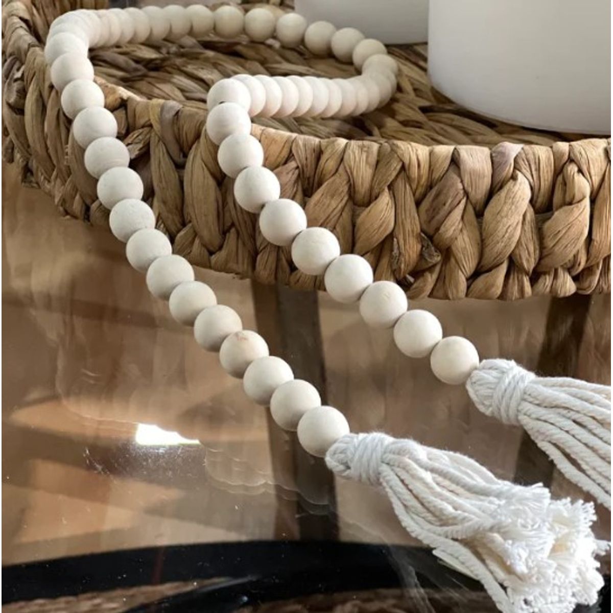 MANDIRHOME - Cuentas Borla De Madera Decorativa Crudo