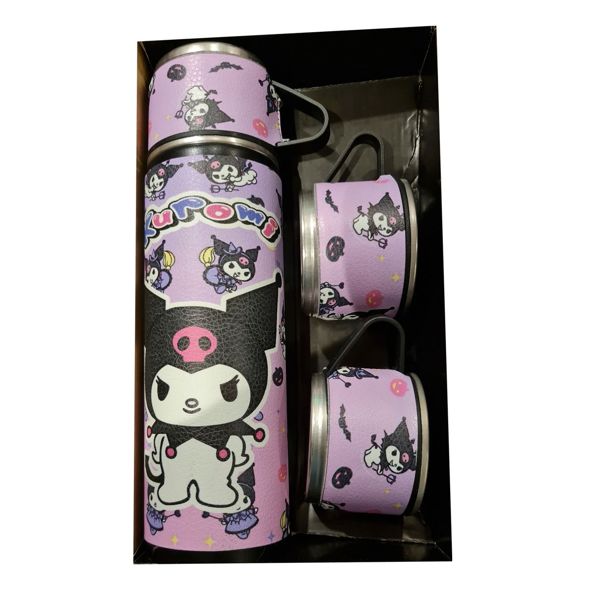 GENERICO - Set Termo Vaso Térmico Acero Inoxidable 500ml + 3 Tazas Impreso