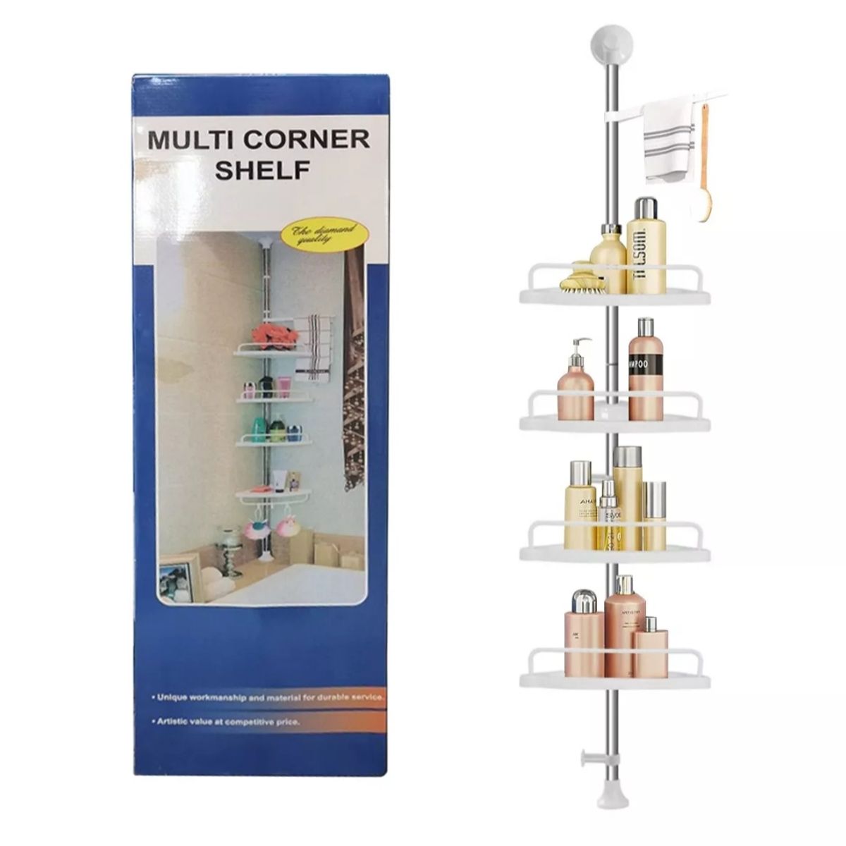 GENERICO - Esquinero Organizador Baño 4 Repisa Ajustable Ducha Multiuso