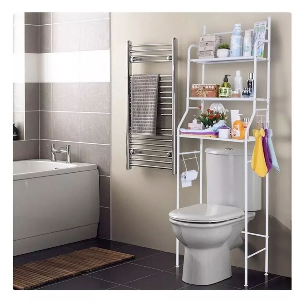 GENERICO - Estante Mueble Organizador Baño 3 Niveles Repisa Nanmao Color Blanco