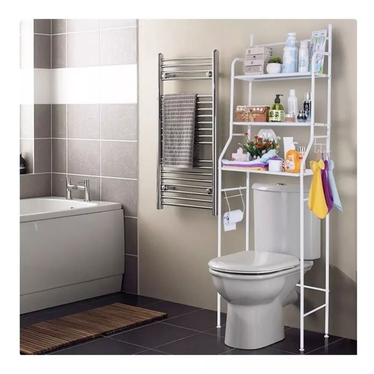 GENERICO - Estante Mueble Organizador Baño 3 Niveles Repisa Nanmao Color Blanco