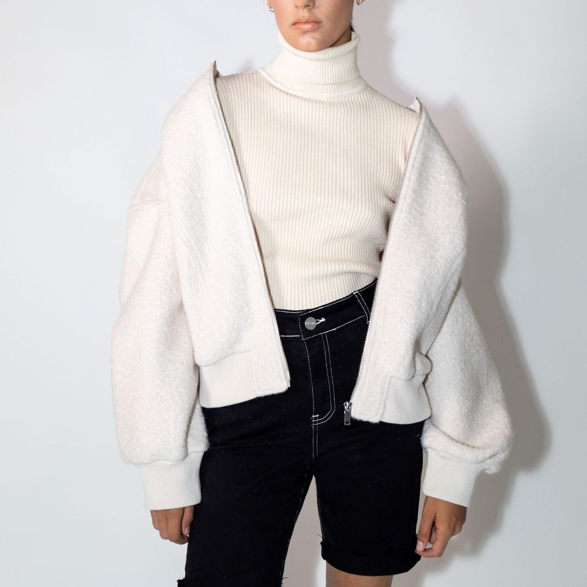 MOMCHIC - Chaqueta Bomber Paño Crudo