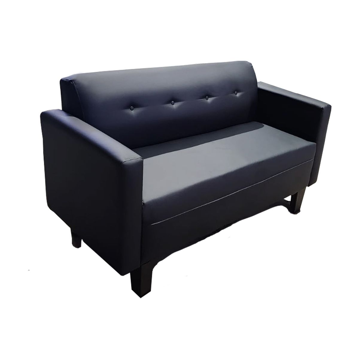 MUEBLES HVM - Sofa HVM Alonso Negro Cuero PU 3 Cuerpos