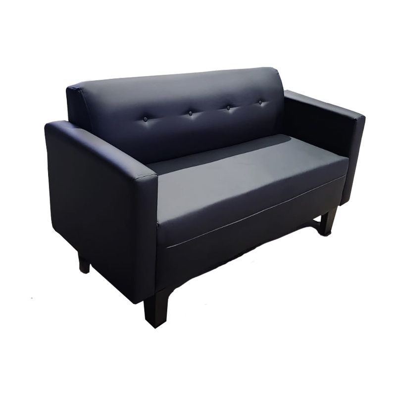 MUEBLES HVM - Sofa HVM Alonso Negro Cuero PU 3 Cuerpos
