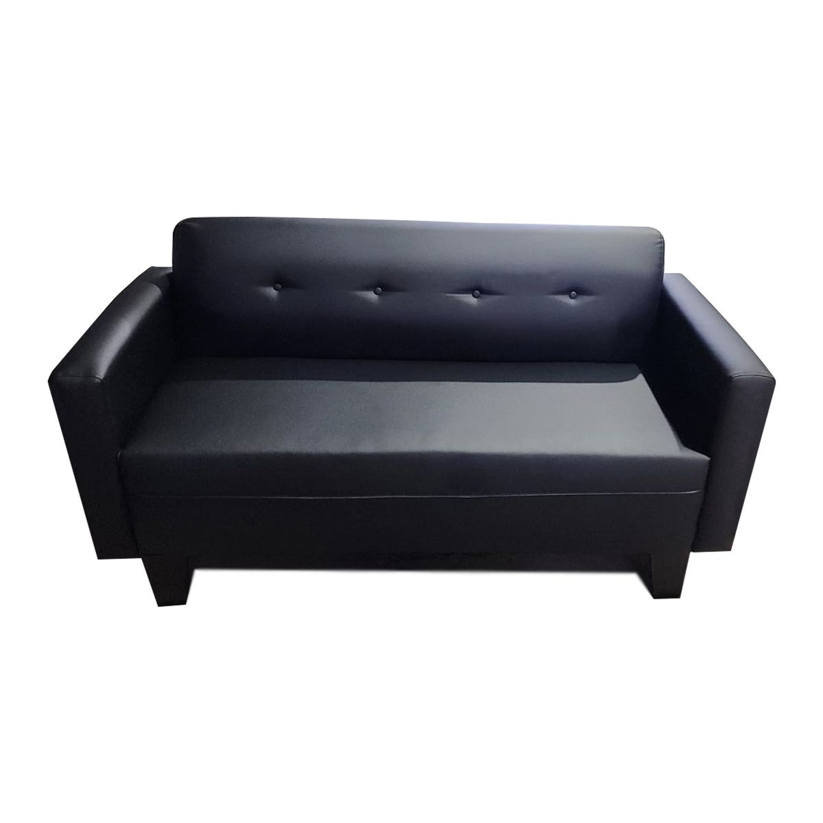 MUEBLES HVM - Sofa HVM Alonso Negro Cuero PU 3 Cuerpos