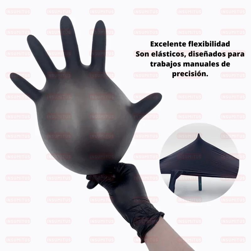 GENERICO - Guante de Nitrilo Negro Talla M 100 unidades