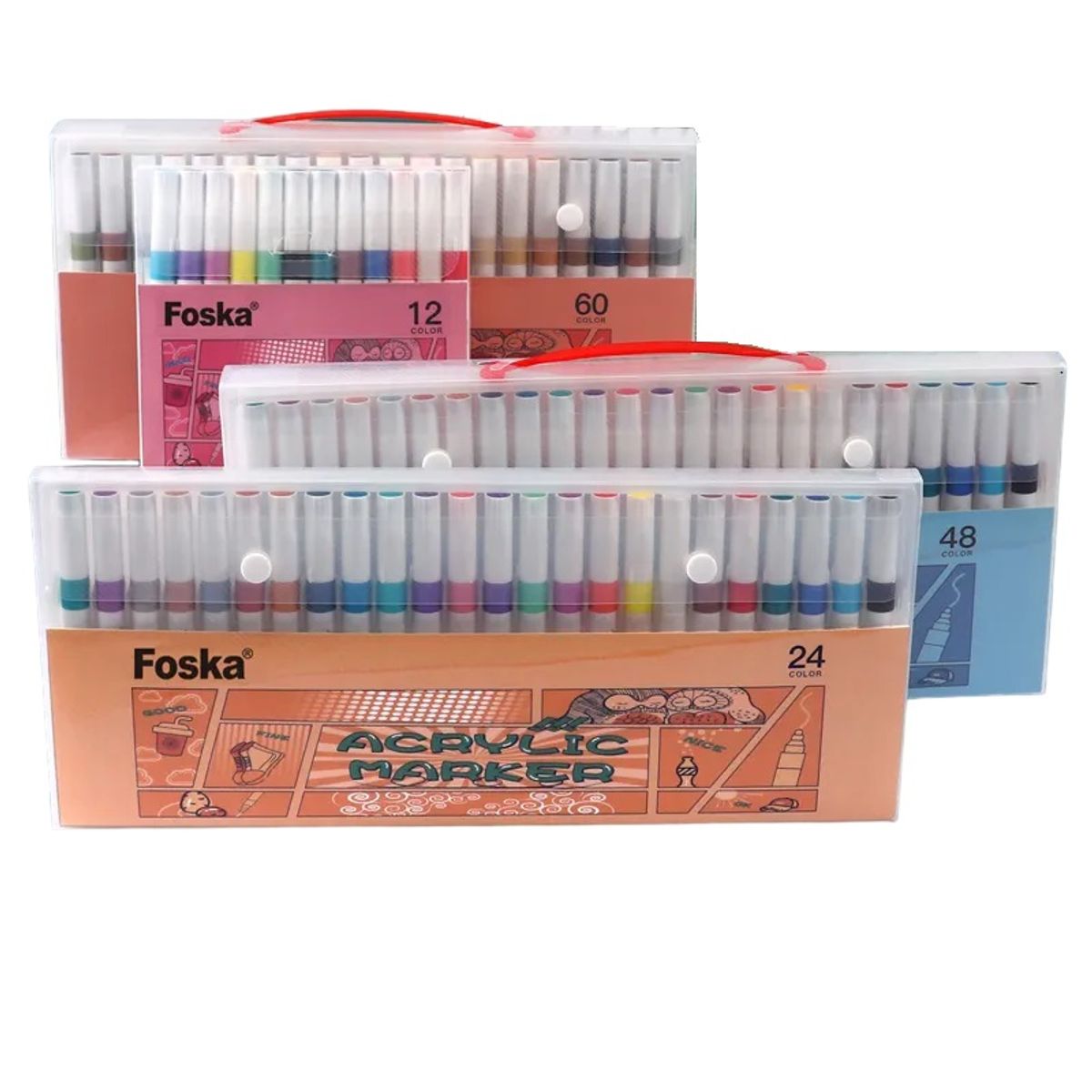 FOSKA - Set 48 marcadores plumones acrílicos colores tipo posca