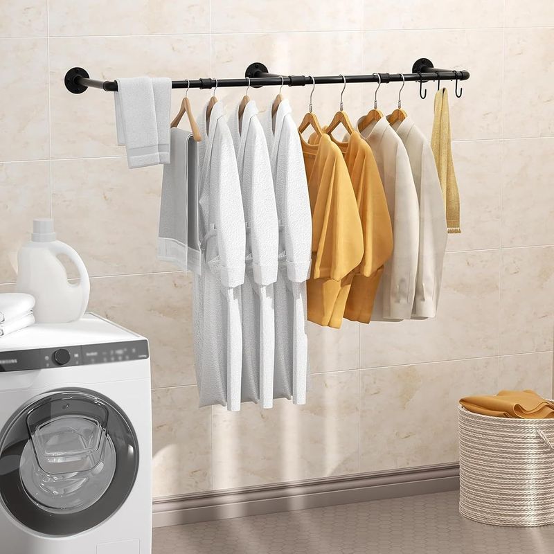 AIZO - 185cm Perchero De Pared Estante De Metal Para Ropa Multiusos