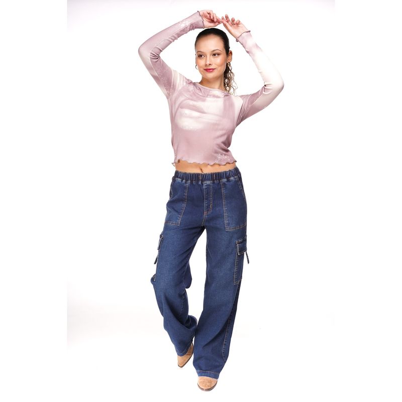 EFESIS - Jeans Mujer Jeans tedy wide pretina elasticada y bolsillos EFESIS