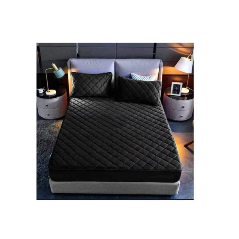 GENERICO - Cubre Colchón 2 Plazas Impermeable Más Fundas Para Almohadas Negro
