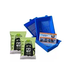 GENERICO - Arenero Gatos Con Rejilla Cernidora + 8 Kg Arena Pipicat.