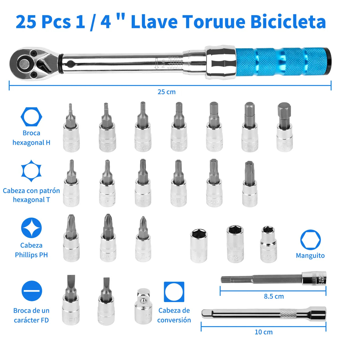 AIZO - Llave De Torque Profesional 14 2-24nm 25piezas