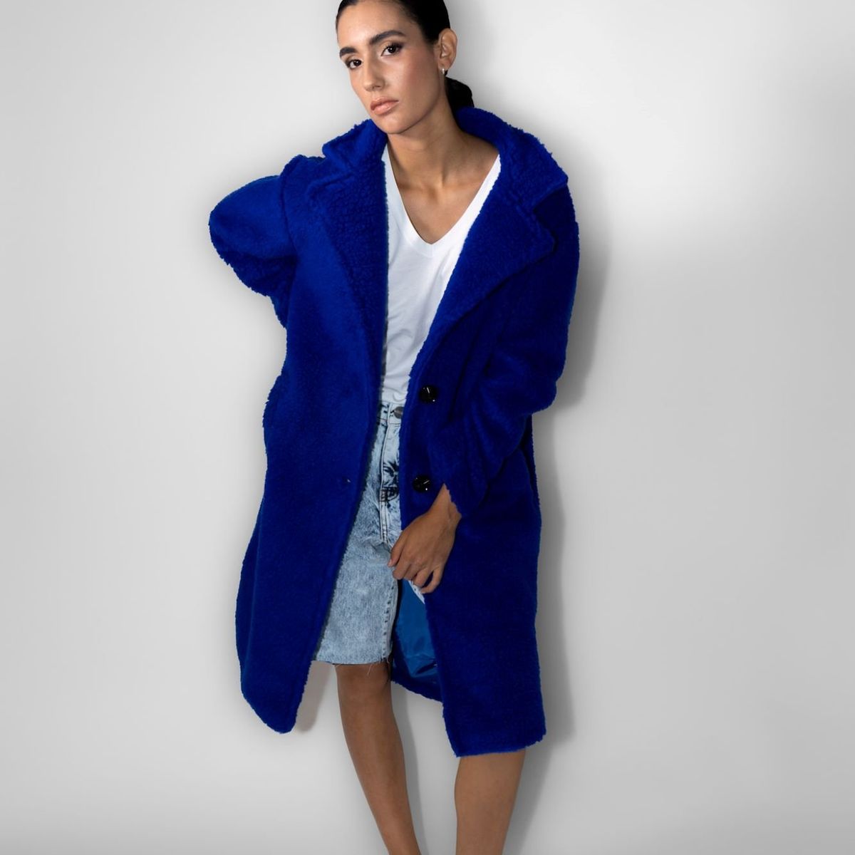 MOMCHIC - Abrigo Corderito Azul