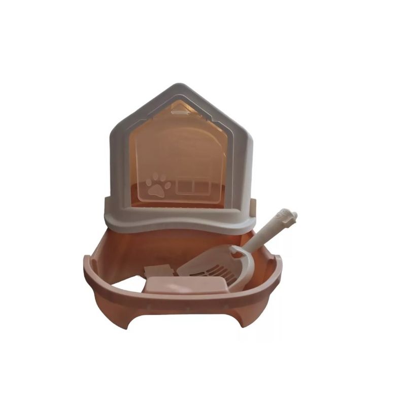 GENERICO - Caja De Arena Para Gatos Semicerrada Plegable Mascotas Rosa.