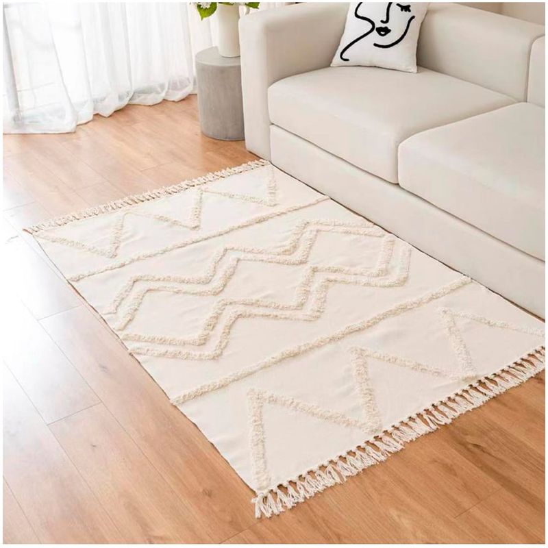 GENERICO - Alfombra Estilo Nórdico Bohemio Con Flecos 120x180 cm