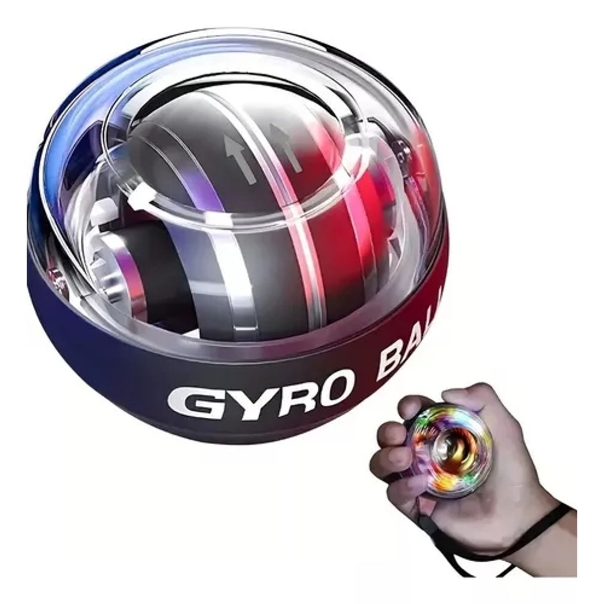 GENERICO - Ejercitador Powerball Giroscopio Led Ejercicio Brazo Negro