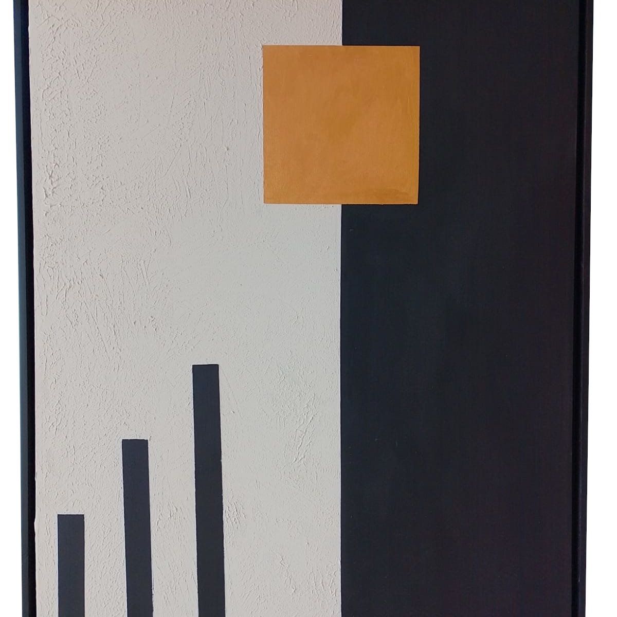 GENERICO - Cuadro Decorativo Abstracto Textura Pasta Acrílica Dorado 90x70 cm Elegante oficina