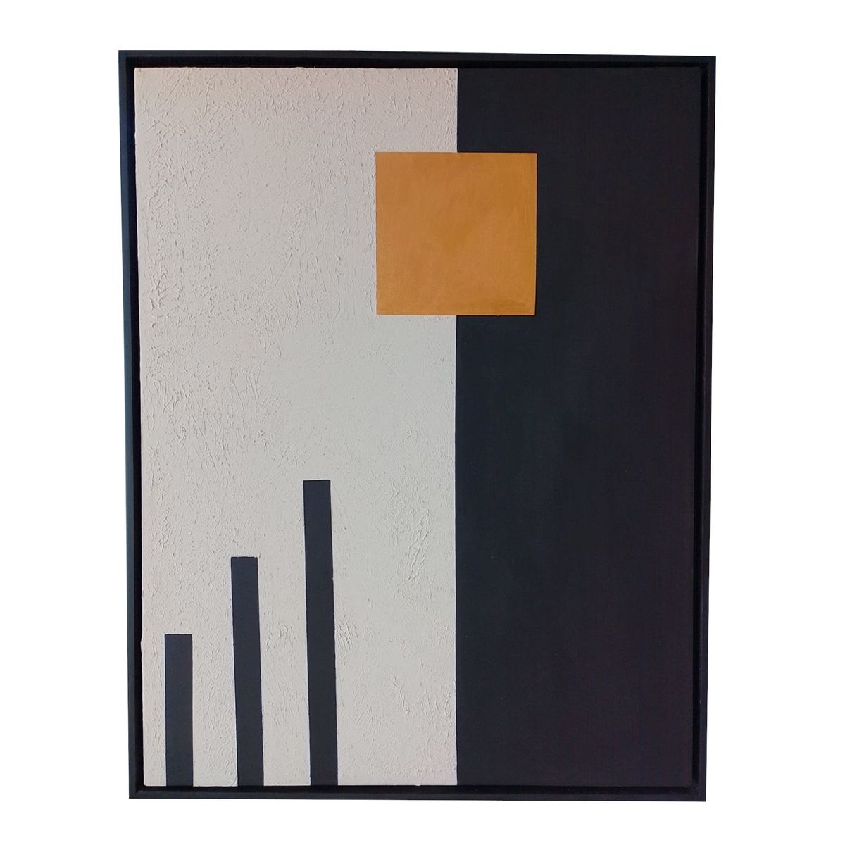 GENERICO - Cuadro Decorativo Abstracto Textura Pasta Acrílica Dorado 90x70 cm Elegante oficina