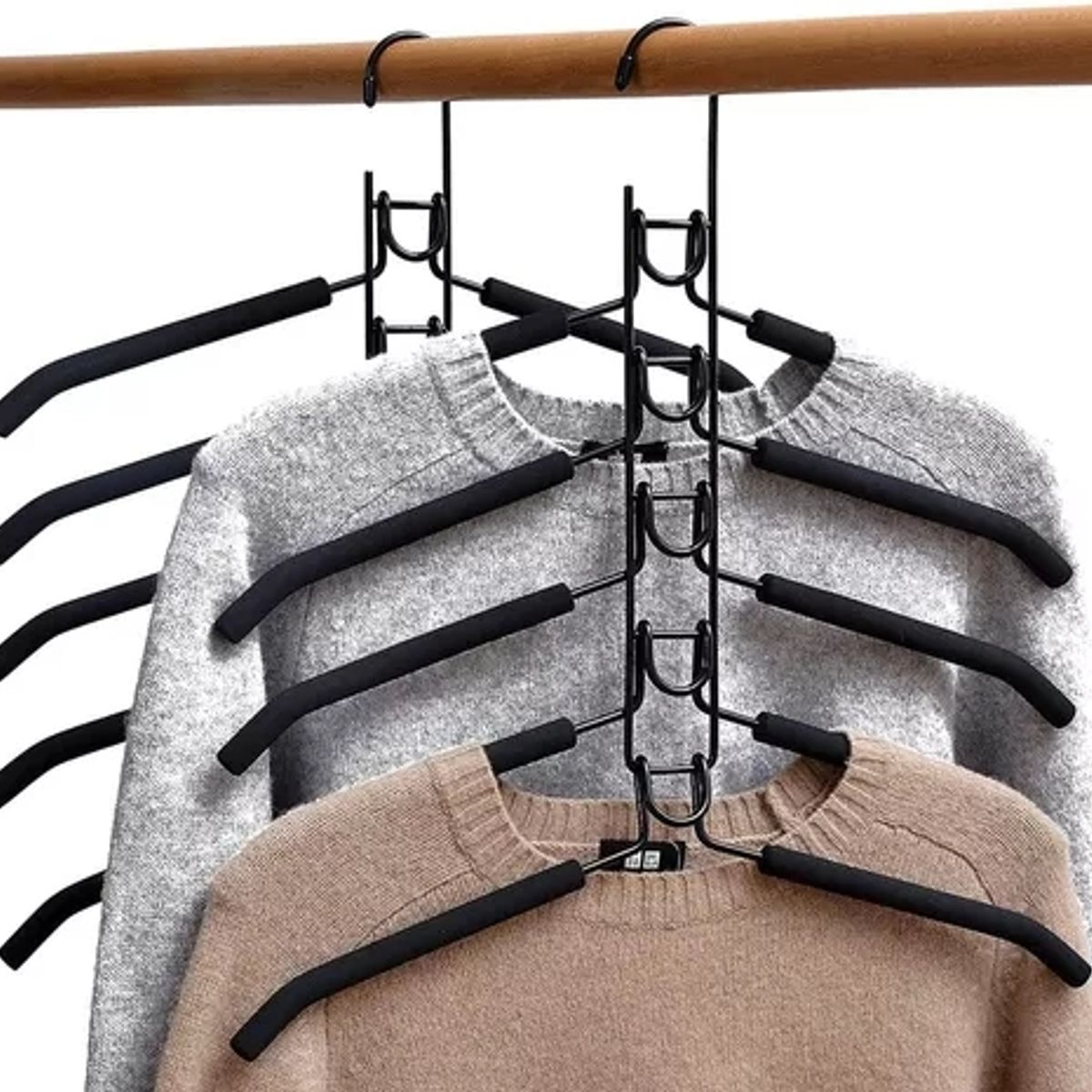 GENERICO - Colgadores Ropa Pack 2 Ganchos 5en1 Antideslizante Perchas