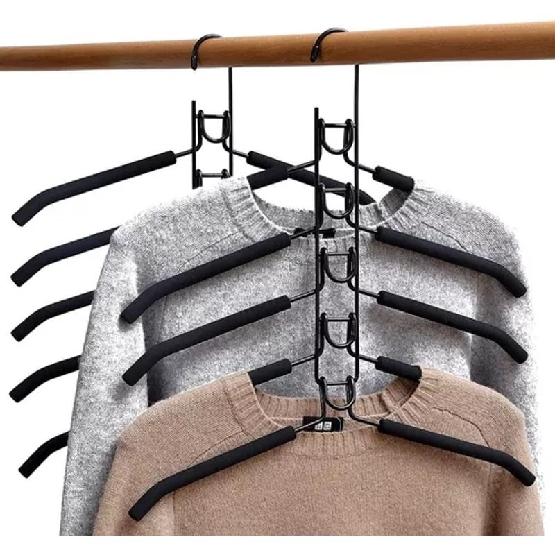 GENERICO - Colgadores Ropa Pack 2 Ganchos 5en1 Antideslizante Perchas
