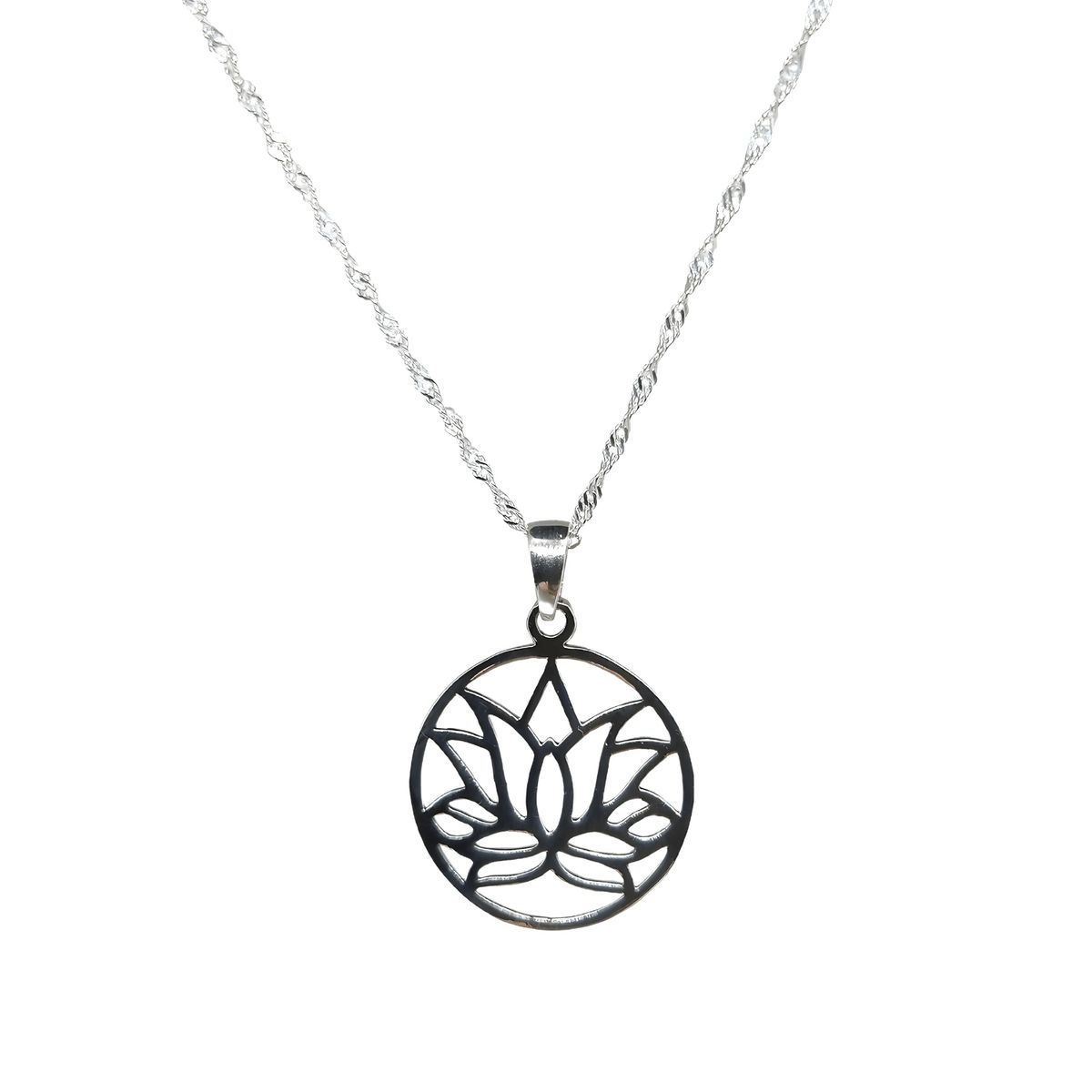 GENERICO - Collar Flor de Loto de Plata Italiana