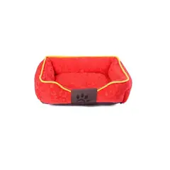 GENERICO - Cama Mascota Ultrasuave Gato Perro 56x46 Cm ROJA Y plato