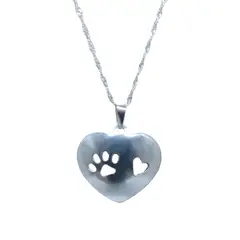 GENERICO - Collar de Plata Corazón y Huellita de Perro
