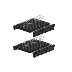 GENERICO - Pack 30 Colgadores Plásticos Negros Con Pinzas Perrito