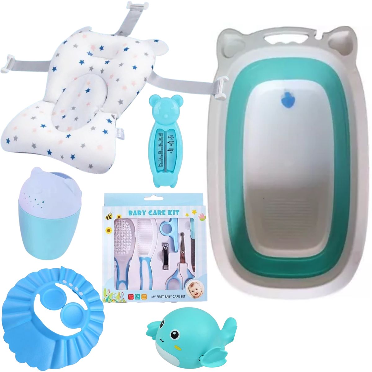 GENERICO - Bañera Tina Plegable Para Bebe + Accesorios Color Calipso