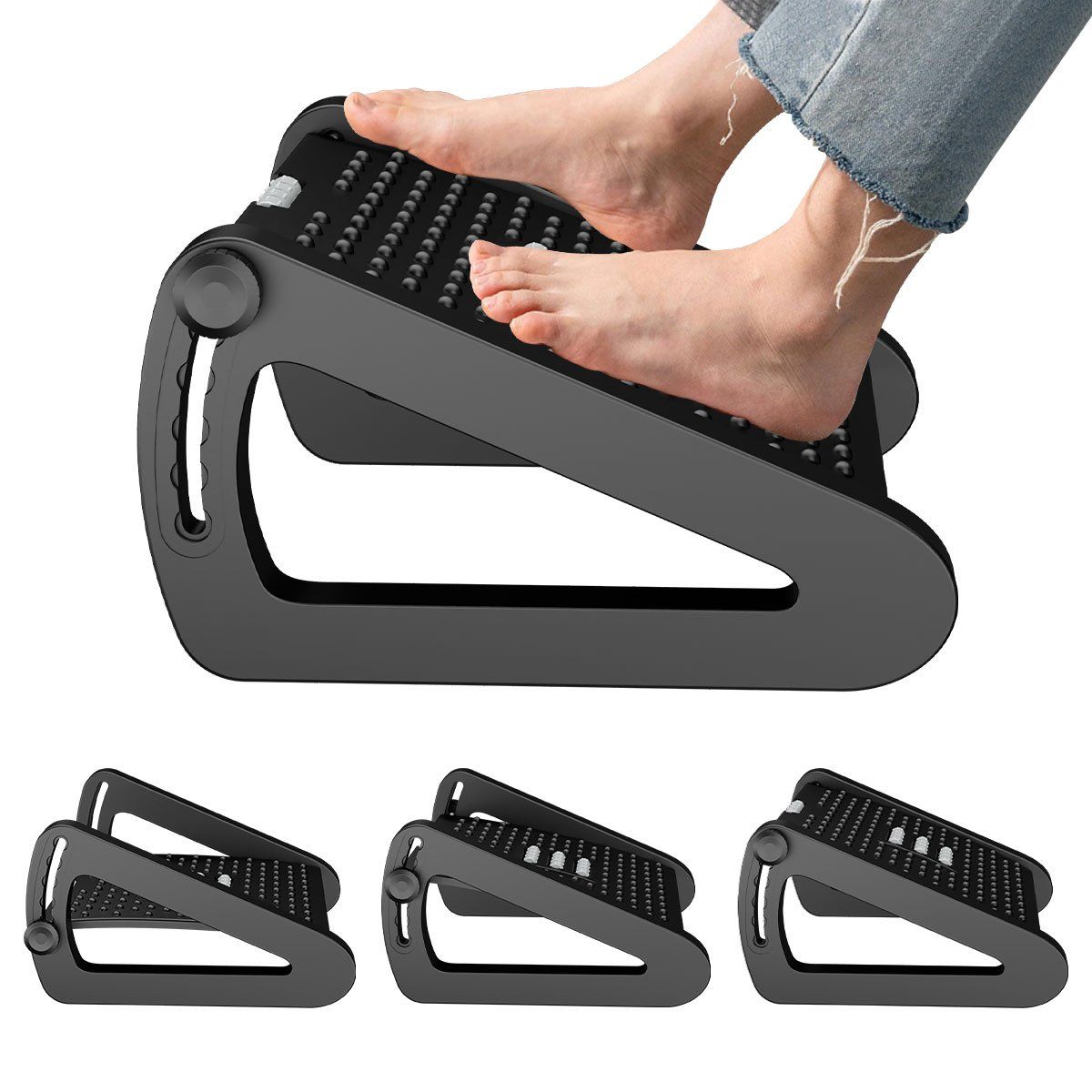 AIZO - AIZO Reposapiés Oficina Triangular Ajustable Antideslizante Negro