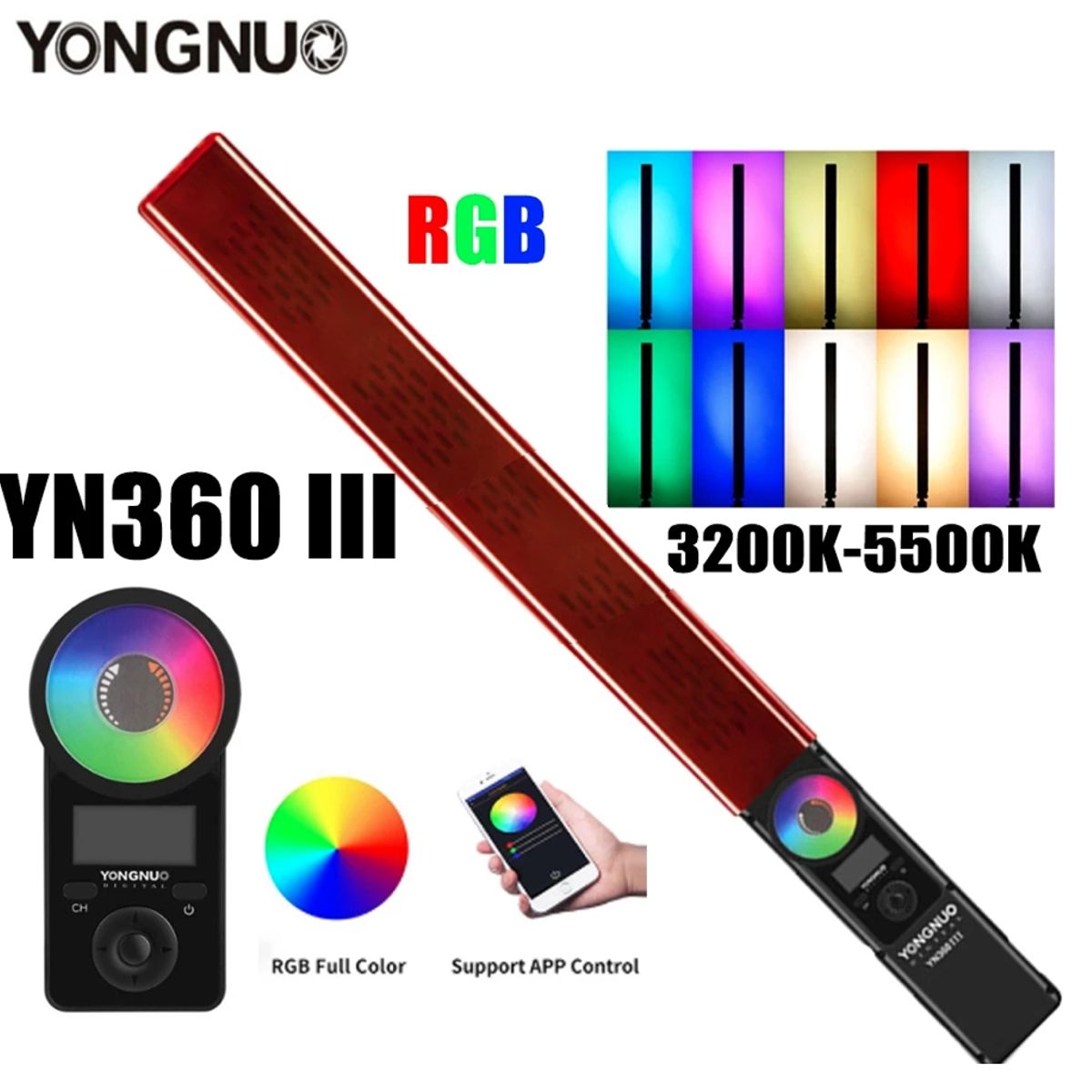 YONGNUO - FOCO BARRA LED YONGNUO YN360III RGB + 2 BATERÍAS + CARGADOR DOBLE