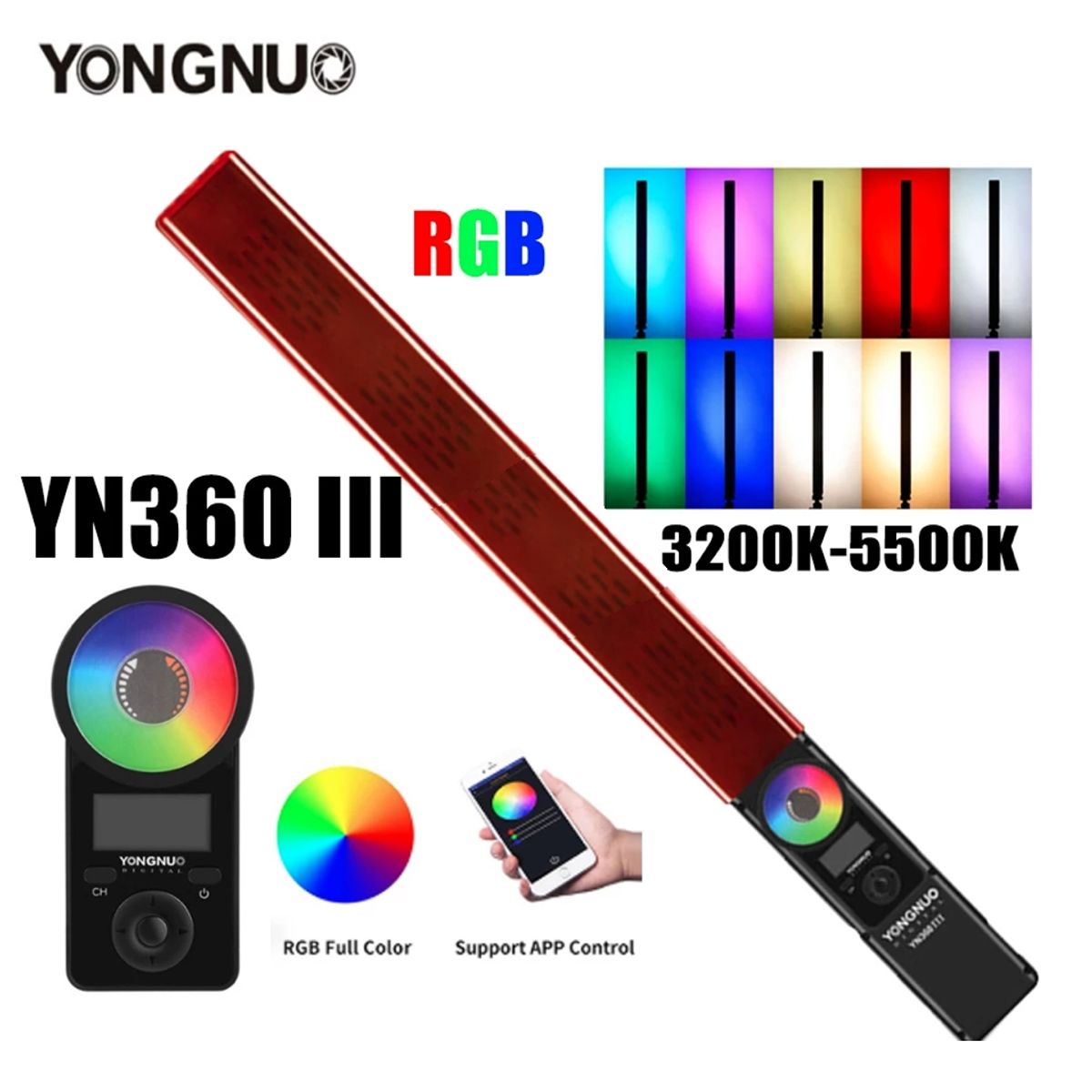 YONGNUO - FOCO BARRA LED YONGNUO YN360III RGB + 2 BATERÍAS + CARGADOR DOBLE