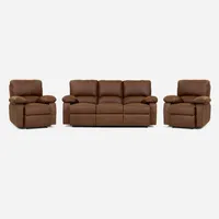 Set Sofá Reclinable 3 Cuerpos + 2 Bergere Archie Tela Café
