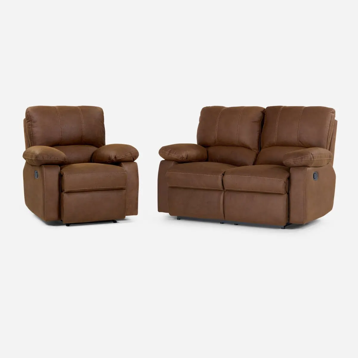 ROSEN - Set Sofá Reclinable 2 Cuerpos + Bergere Archie Tela Café