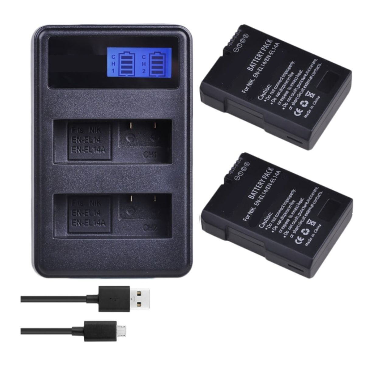 GENERICO - 2 BATERÍAS EN-EL14 + CARGADOR DOBLE MH-24 ALTERNATIVO NIKON