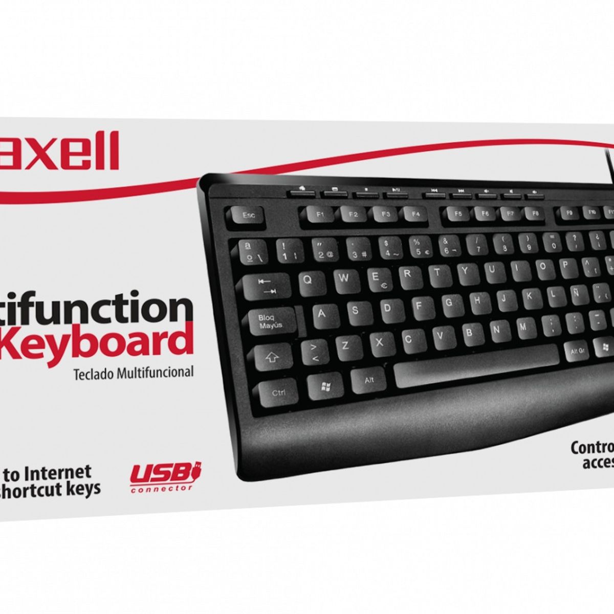 MAXELL - Teclado Multifuncional Maxell KB-100 Conector Usb Negro