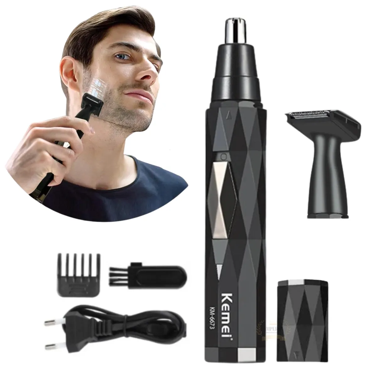 KEMEI - Cortadora De Vello 2 En 1 Nariz Oreja Patillas Kemei