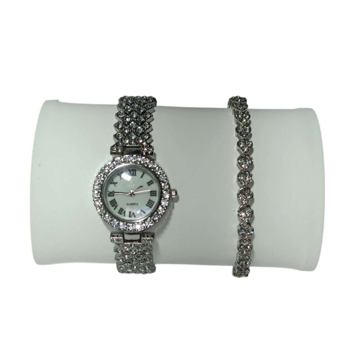 GENERICO - Reloj y pulsera elegante de moda con diamantes imitación para mujer