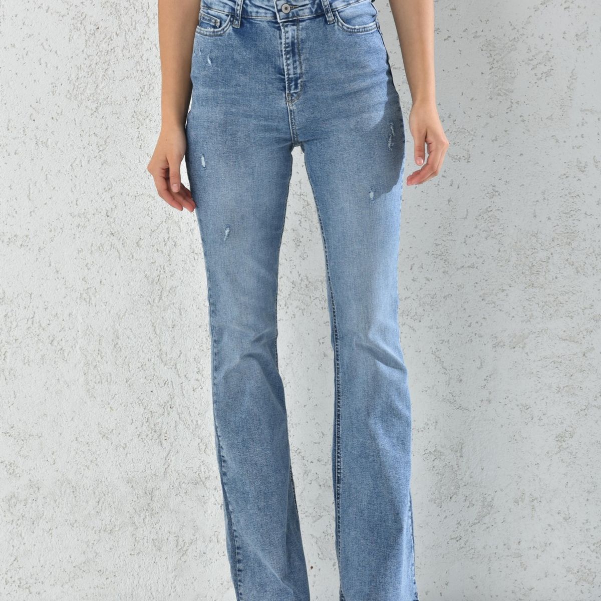 MROTTO - Pantalon Vaquero Jeans Mujer Azul Tiro Alto