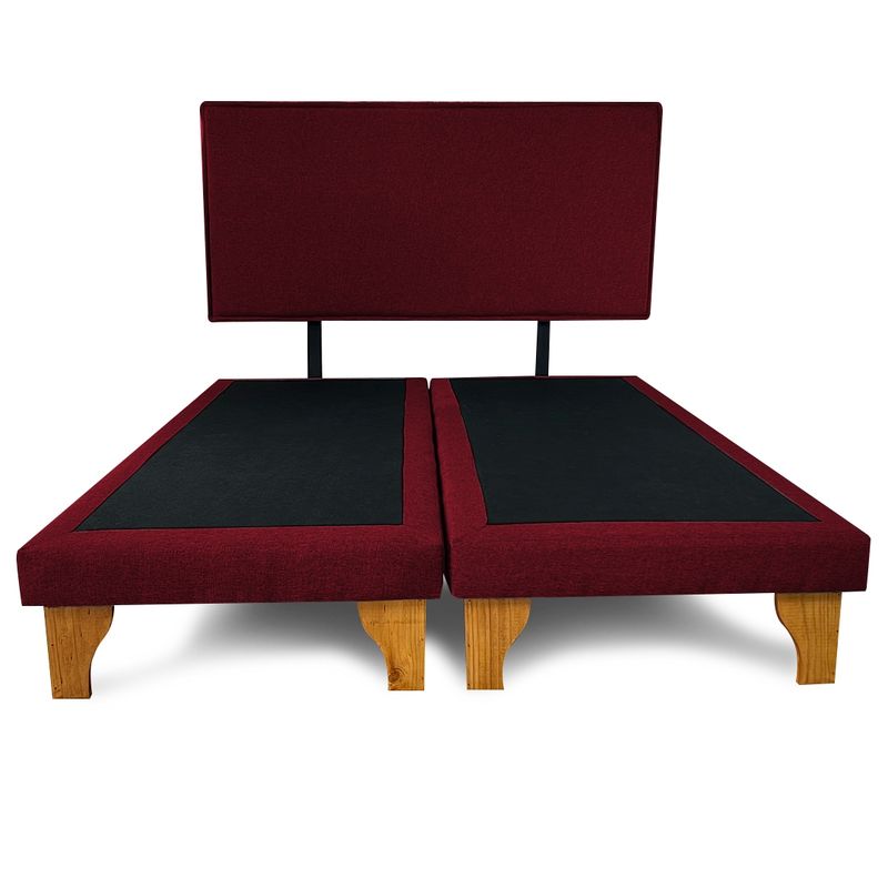 GENERICO - Base Para Cama 2 Plazas Con Respaldo Color Burdeo Lino BOX 200X150