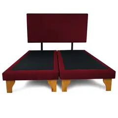 GENERICO - Base Para Cama 2 Plazas Con Respaldo Color Burdeo Lino BOX 200X150