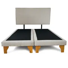 GENERICO - Base Para Cama 2 PL Con Respaldo Beige Liso BOX 200X150