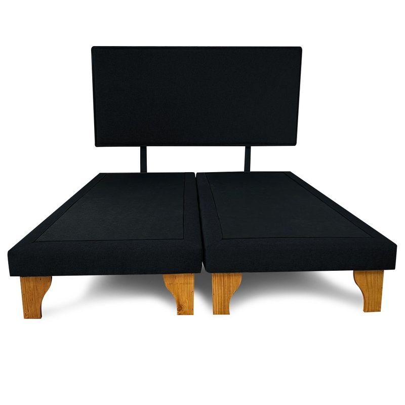 GENERICO - Base Cama Europea 2 PL Con Respaldo Negro Liso BOX 200X150