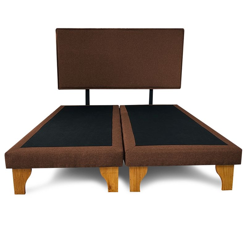 GENERICO - Base Cama Europea 2 Plazas Con Respaldo Café Liso BOX 200X150
