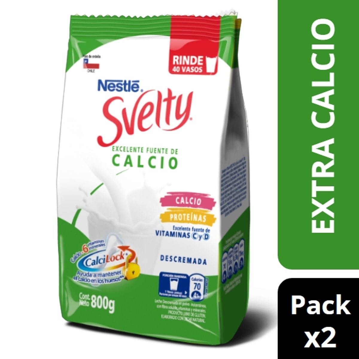 SVELTY - Leche En Polvo Svelty® Calcilock Extra Calcio  800g X2